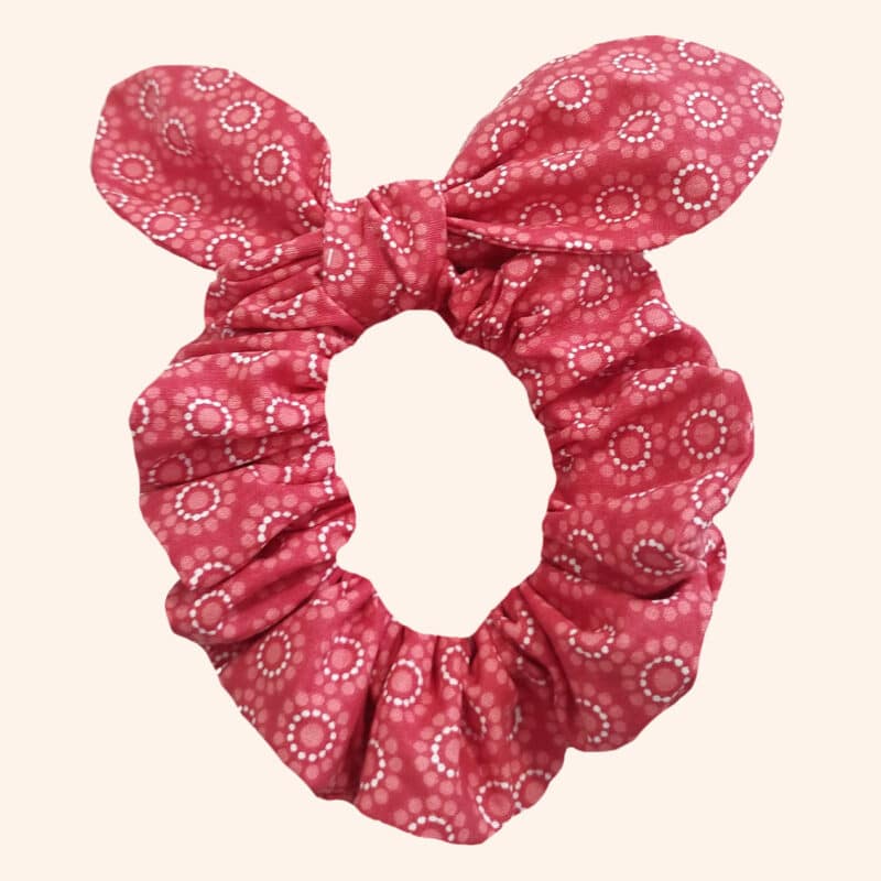 elastico per capelli in cotone rosso fantasia fiori